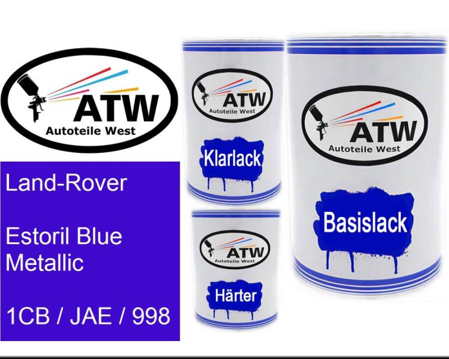 Land-Rover, Estoril Blue Metallic, 1CB / JAE / 998: 500ml Lackdose + 500ml Klarlack + 250ml Härter - Set, von ATW Autoteile West.